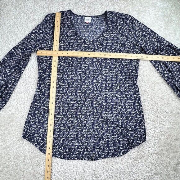 Cabi Te Amo Love Letters V Neck Blouse Navy Blue - Picture 8 of 10